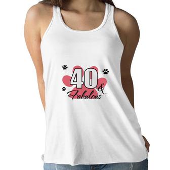 40 Happy Birthday 40Th Pink Paw Print Cat Animal Women Flowy Tank - Seseable