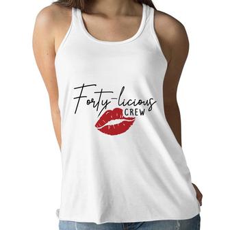 40Th Birthday 1982 Forty Licious Crew Red Lip Women Flowy Tank - Seseable