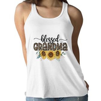 Blessed Grandma Sunflower Leopard Vintage Mothers Day Women Flowy Tank - Seseable
