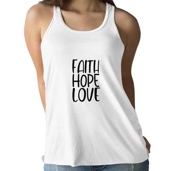 Faith Hope Love Bible Verse Black Graphic Christian Women Flowy Tank - Seseable