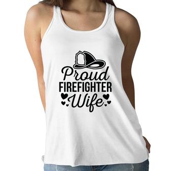 Firefighter Proud Wife Heart Black Graphic Meaningful Women Flowy Tank - Seseable