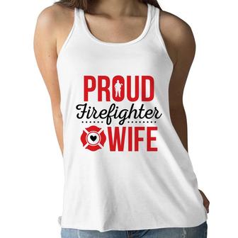 Firefighter Proud Wife Red Black Graphic Meaningful Women Flowy Tank - Seseable