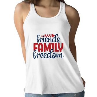 Friends Family Freedom July Independence Day 2022 Women Flowy Tank - Seseable