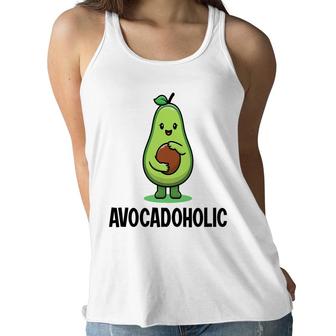 Funny Avocado Avocadoholic Hug A Small Ball Women Flowy Tank - Seseable