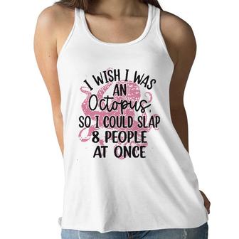 Funny Letter I Wish I Was An Octopus Women Flowy Tank - Seseable