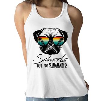 Funny Pug Last Day Of School Schools Out For Summer Teacher Women Flowy Tank - Seseable