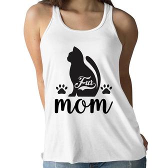 Fur Mom Cat Animal Black Cute Gift For Mom Women Flowy Tank - Seseable