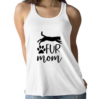 Fur Mom Full Black Cat Meaning Gift For Mom Women Flowy Tank - Seseable
