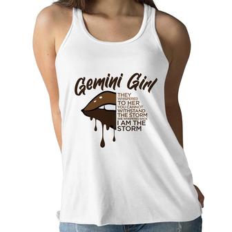 Gemini Girl Brown I Am The Storm Birthday Women Flowy Tank - Seseable