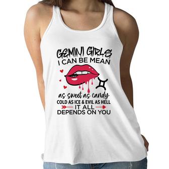 Gemini Girls I Can Be Mean Or As Sweet As Candy Birthday Women Flowy Tank - Seseable