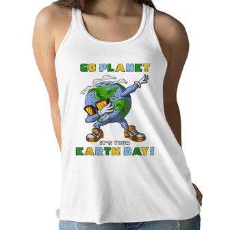 Go Planet Its Your Earth Day Dabbing Gift For Kids Women Flowy Tank - Seseable