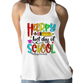 Happy Last Day Of School Hello Summer Teacher Student Women Flowy Tank - Seseable