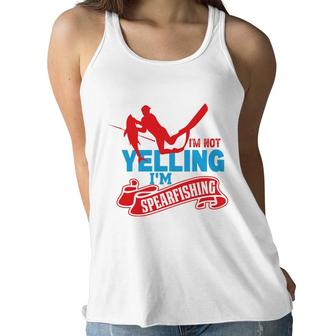 I Am Not Yelling Spearfishing Red Banner Women Flowy Tank - Seseable