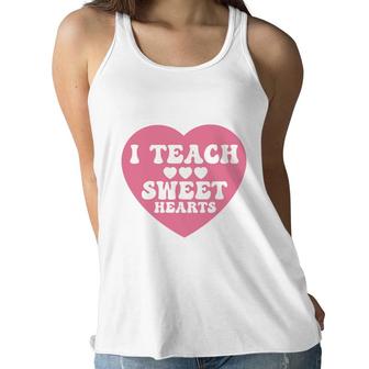 I Teacher Sweet Hearts Pink Great Graphic Women Flowy Tank - Seseable