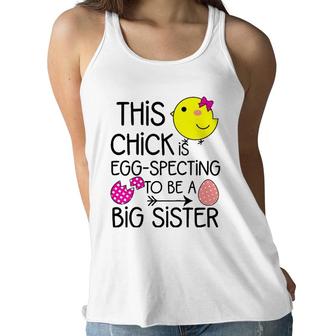 Kids Girls Easter Eggspecting To Be A Big Sister Announcement Women Flowy Tank | Mazezy