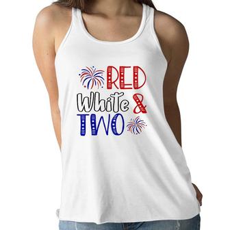 Kids Red White & Two 2Nd Birthday 4Th Of July Independence Day Women Flowy Tank - Seseable