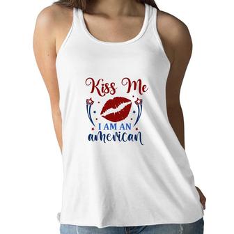 Kiss Me I Am An American July Independence Day 2022 Women Flowy Tank - Seseable