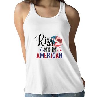 Kiss Me Im American July Independence Day 2022 Women Flowy Tank - Seseable
