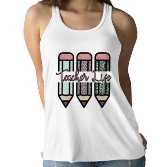 Life Of Teachers Are Associated With Pens And Books Women Flowy Tank - Seseable