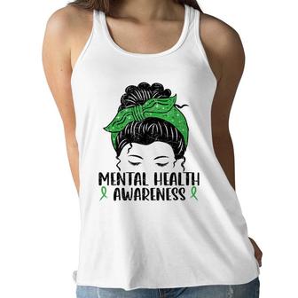 Messy Bun Mental Health Gift Mental Health Awareness Women Flowy Tank - Seseable