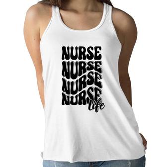Nurse Life Nurses Day Full Black Color Gift 2022 Women Flowy Tank - Seseable