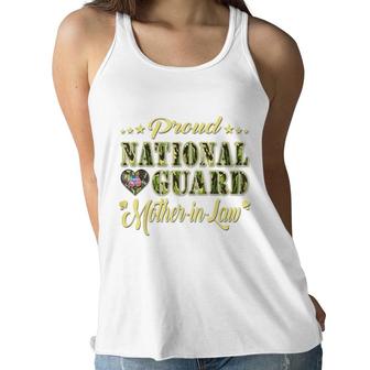 Proud National Guard Mother-In-Law Dog Tags Heart Army Mom Women Flowy Tank - Seseable