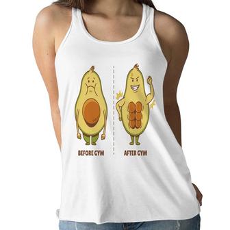 Recurso Funny Avocado Befor And After Gym Women Flowy Tank - Seseable
