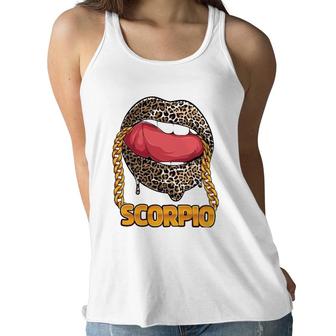 Scorpio Girl Juicy Lips Leopard Print Astrology Zodiac Sign Women Flowy Tank - Seseable