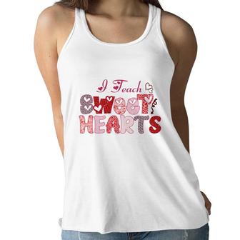 Teach Sweet Hearts Teacher Red Leopard Women Flowy Tank - Seseable