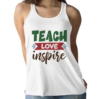Teacher Teach Love Inspire Graphic Great Women Flowy Tank - Seseable