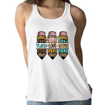Teaching Love And Inspiring Are Things That Teachers Always Have In Their Hearts Women Flowy Tank | Seseable UK