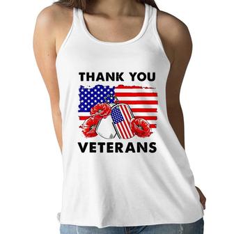 Thank You Veterans Poppy Flower Veteran Day 2022 Trend Women Flowy Tank - Seseable