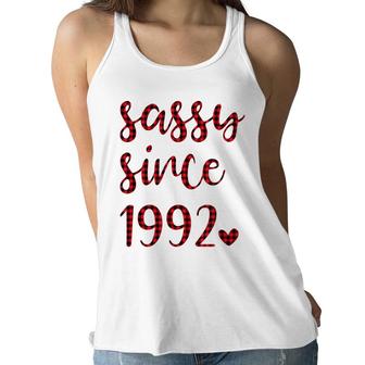 Women Vintage Sassy Since 1992 Buffalo Plaid Birthday Party Women Flowy Tank - Seseable