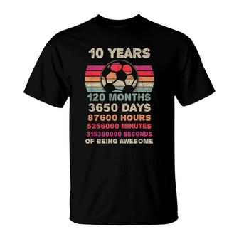 10 Year Old Soccer Birthday Tenth 10Th Birthday Boy Girl T-Shirt - Seseable