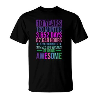 10 Years Of Being Awesome - Ten Year Old - 10Th Birthday T-Shirt - Seseable