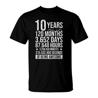 10 Years Of Being Awesome - Ten Year Old - 10Th Birthday T-Shirt - Seseable