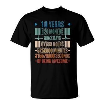 10Th Birthday 10 Years Of Being Awesome 120 Months Bday T-Shirt - Seseable