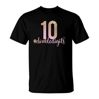 10Th Birthday Double Digits Girls Ten 10 Peach Ombre Kids T-Shirt | Mazezy AU