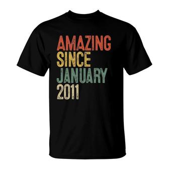 11 Years Old Gifts Amazing Since January 2011 11Th Birthday T-Shirt - Seseable