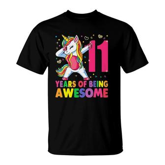 11 Years Old Unicorn Dabbing 11Th Birthday Girl Unicorn Party T-Shirt - Seseable