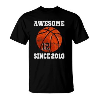 12Th Birthday Basketball Player 12 Years Old Vintage Retro T-Shirt - Seseable