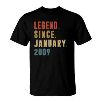 13 Years Old Gifts Legend Since January 2009 13Th Birthday T-Shirt - Seseable