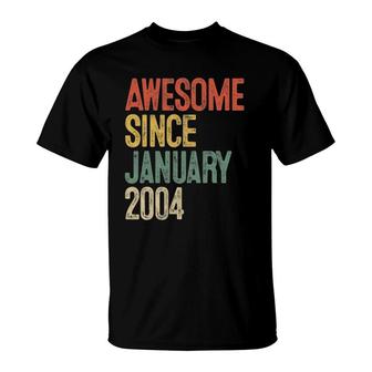 18Th Birthday Gifts Awesome Since January 2004 18 Years Old T-Shirt - Seseable