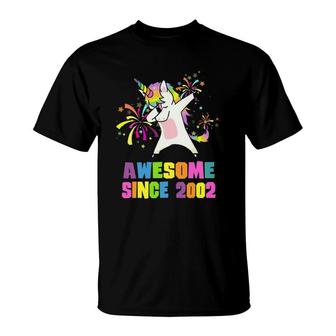 19 Years Old 19Th Birthday Awesome Since 2002 Unicorn T-Shirt - Seseable