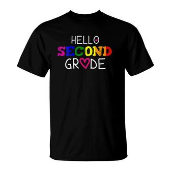 2Nd Grade Hello Second Grade Back To School Teacher Student T-Shirt - Seseable