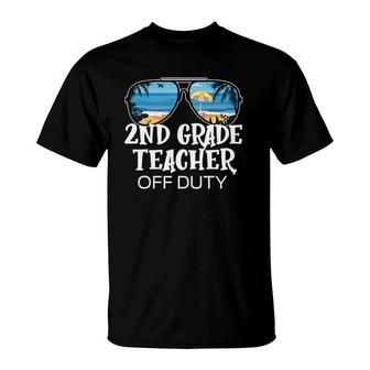 2Nd Grade Teacher Off Duty Sunglasses Palm Tree Beach T-Shirt - Seseable