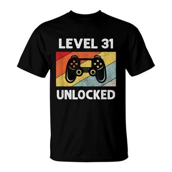 31St Birthday Level 31 Unlocked 31 Year Old T-Shirt - Seseable