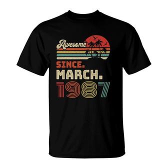 35 Years Old Awesome Since March 1987 35Th Birthday T-Shirt - Seseable