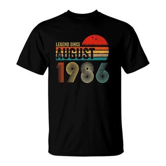 35 Years Old Retro Birthday Gift Legend Since August 1986 Ver2 T-Shirt - Seseable