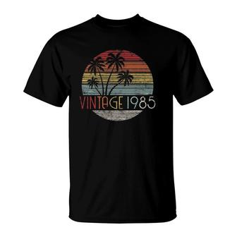 36 Years Old Gift Vintage 1985 Sunset Palm Tree 36Th Birthday T-Shirt - Seseable
